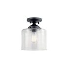 Kichler 44033BK 1-Light Black 75W Semi-Flush Mount Ceiling Light