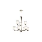 Kichler 44052NI 9-Lights Brushed Nickel 75W 2-Tier Chandelier