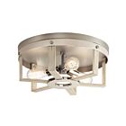 Kichler 44293WWW 3-Lights White Washed Wood 75W Flush Mount Ceiling Light