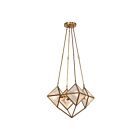 Kuzco Lighting CH332421VBCR Cairo 4-Lights 240W Ribbed Glass and Vintage Brass Chandelier