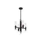 Kuzco Lighting CH335418MBCR Torres 4-Lights 160W Clear Ribbed Glass and Matte Black Chandelier