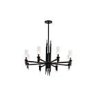 Kuzco Lighting CH335836MBCR Torres 8-Lights 320W Clear Ribbed Glass and Matte Black Chandelier