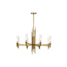 Kuzco Lighting CH335836VBCR Torres 8-Lights 320W Ribbed Glass and Vintage Brass Chandelier