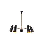 Kuzco Lighting CH342545MBHL Brickell 5-Lights 300W Matte Black and Hazelnut Leather Chandelier