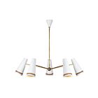 Kuzco Lighting CH342545MWHL Brickell 5-Lights 300W Matte White and Hazelnut Leather Chandelier