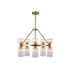 Kuzco Lighting CH442626BGCR Nelly 10-Lights 400W Brushed Gold and Clear Ribbed Glass Chandelier