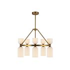 Kuzco Lighting CH442626BGGR Nelly 10-Lights 400W Brushed Gold and Glossy Ribbed Opal Glass Chandelier