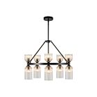 Kuzco Lighting CH442626MBCR Nelly 10-Lights 400W Matte Black and Clear Ribbed Glass Chandelier