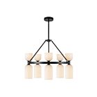 Kuzco Lighting CH442626MBGR Nelly 10-Lights 400W Matte Black and Glossy Ribbed Opal Glass Chandelier