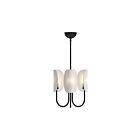 Kuzco Lighting CH450715MBCW Seno 3-Lights 180W Matte Black and White Cotton Fabric Chandelier