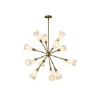 Kuzco Lighting CH462039BGGR Cosmo 12-Lights 720W Brushed Gold and Glossy Ribbed Opal Glass Chandelier