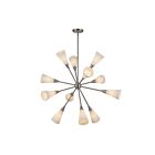 Kuzco Lighting CH462039BNGR Cosmo 12-Lights 720W Brushed Nickel and Glossy Ribbed Opal Glass Chandelier