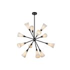 Kuzco Lighting CH462039MBGR Cosmo 12-Lights 720W Matte Black and Glossy Ribbed Opal Glass Chandelier