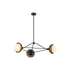 Kuzco Lighting CH490340MBOP Perth 3-Lights 120W Matte Black and Opal Glass Chandelier