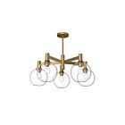 Kuzco Lighting CH506129AGCL Castilla 5-Lights 300W Aged Gold and Clear Glass Chandelier