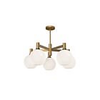 Kuzco Lighting CH506129AGOP Castilla 5-Lights 300W Aged Gold and Opal Matte Glass Chandelier