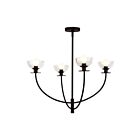 Kuzco Lighting CH515226MBCL Sylvia 4-Lights 240W Matte Black and Clear Glass Chandelier