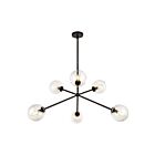 Kuzco Lighting CH549640MBCL Cassia 6-Lights 240W Matte Black and Clear Glass Chandelier