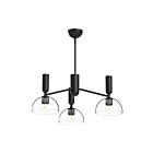Kuzco Lighting CH563335MBCL Jude 3-Lights 180W Clear Glass and Matte Black Chandelier