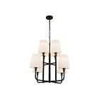 Kuzco Lighting CH628830MBOP Plisse 8-Lights 480W Matte Black and Opal Matte Glass Chandelier