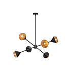 Kuzco Lighting CH633638MBBR Daphne 6-Lights 360W Matte Black and Brown Cotton Rope Chandelier