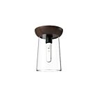 Kuzco Lighting FM542007MBWT Emil 1-Light 60W Matte Black and Walnut Flush Mount