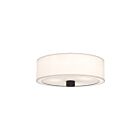 Kuzco Lighting FM547924MBWL Theo 3-Lights 120W Matte Black and White Linen Flush Mount