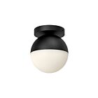 Kuzco Lighting FM58306-BK-OP Monae 1-Light 60W Black and Opal Glass Incandescent Flush Mount