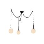 Kuzco Lighting MP579707MBGR Cherise 3-Lights 180W Matte Black and Glossy Ribbed Opal Glass Pendant