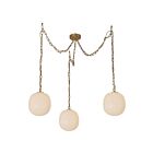 Kuzco Lighting MP579712BGGR Cherise 3-Lights 180W Brushed Gold and Glossy Ribbed Opal Glass Pendant