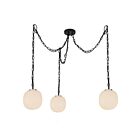 Kuzco Lighting MP579712MBGR Cherise 3-Lights 180W Matte Black and Glossy Ribbed Opal Glass Pendant