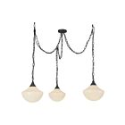Kuzco Lighting MP651312MBGR Farrah 3-Lights 180W Matte Black and Glossy Ribbed Opal Glass Pendant