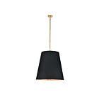 Kuzco Lighting PD311025VBBG Calor 3-Lights 180W Black Linen With Gold Parchment and Vintage Brass Pendant