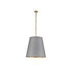 Kuzco Lighting PD311025VBGG Calor 3-Lights 180W Gray Linen With Gold Parchment and Vintage Brass Pendant