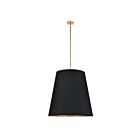 Kuzco Lighting PD311030VBBG Calor 3-Lights 180W Black Linen With Gold Parchment and Vintage Brass Pendant
