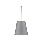 Kuzco Lighting PD311030VBGG Calor 3-Lights 180W Gray Linen With Gold Parchment and Vintage Brass Pendant
