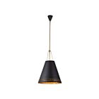 Kuzco Lighting PD342020MBHL Brickell 3-Lights 180W Matte Black and Hazelnut Leather Pendant