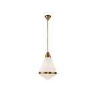 Kuzco Lighting PD348022VBOP Willard 1-Light 60W Vintage Brass and Opal Matte Glass Pendant