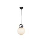 Kuzco Lighting PD407910MBGO Fiore 1-Light 60W Matte Black and Glossy Opal Glass Pendant