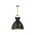 Kuzco Lighting PD411318AGMB Waldo 1-Light 60W Aged Gold and Matte Black Pendant
