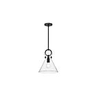 Kuzco Lighting PD412511MBCL Emerson 1-Light 60W Matte Black and Clear Glass Pendant