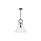 Kuzco Lighting PD412514MBCL Emerson 1-Light 60W Matte Black and Clear Glass Pendant