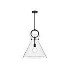 Kuzco Lighting PD412518MBCL Emerson 1-Light 60W Matte Black and Clear Glass Pendant