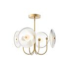 Kuzco Lighting PD417904BGCR-UNV Hera 20W Brushed Gold and Clear Ribbed Glass LED Pendant