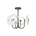 Kuzco Lighting PD417904MBCR-UNV Hera 20W Matte Black and Clear Ribbed Glass LED Pendant