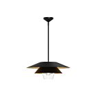 Kuzco Lighting PD475120MBCL Tetsu 1-Light 60W Matte Black and Clear Glass Pendant