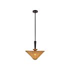 Kuzco Lighting PD497016MBRA Bridgette 1-Light 60W Matte Black and Rattan Pendant