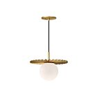 Kuzco Lighting PD501212BGOP Plume 1-Light 60W Brushed Gold and Opal Matte Glass Pendant