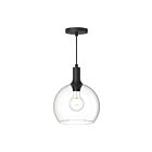Kuzco Lighting PD506210MBCL Castilla 1-Light 60W Matte Black and Clear Glass Pendant