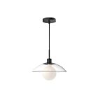 Kuzco Lighting PD517112MBCL Francesca 1-Light 60W Matte Black and Clear Glass Pendant
